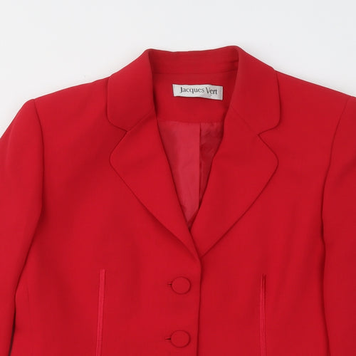 Jaques Vert Womens Red Jacket Blazer Size 12 Button