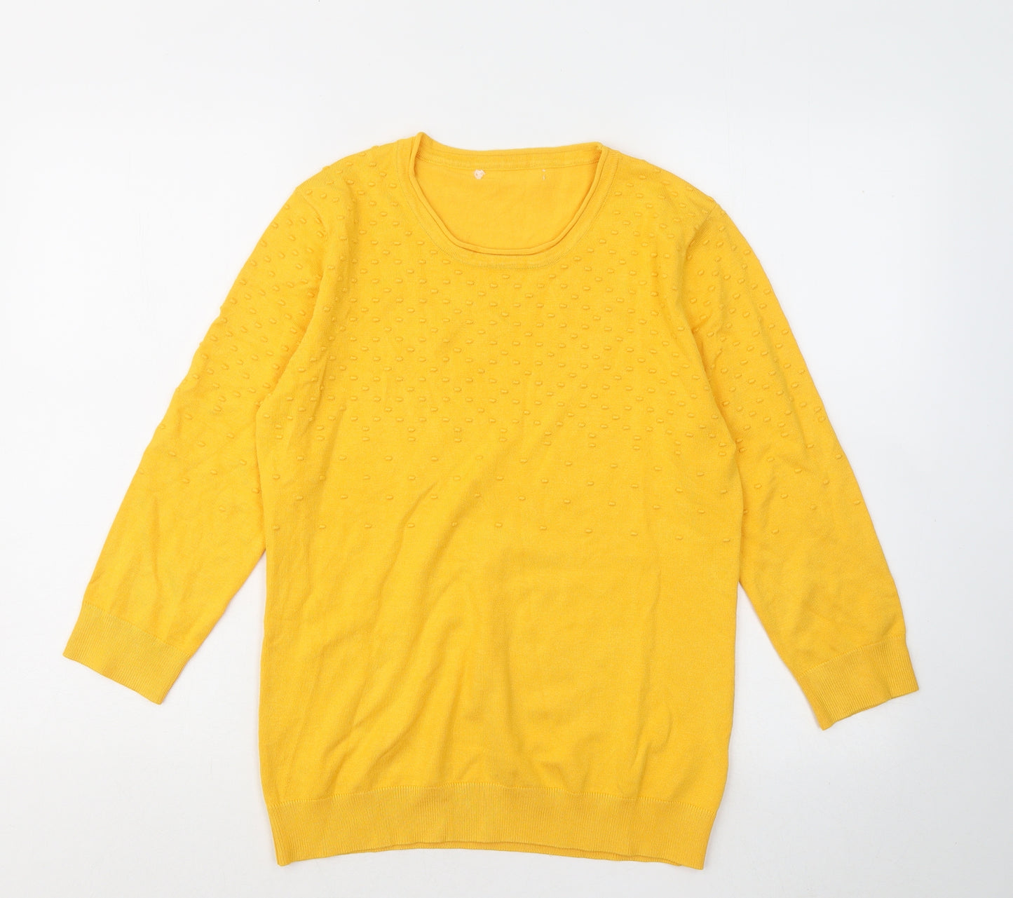 Preworn Womens Yellow Round Neck Cotton Pullover Jumper Size L