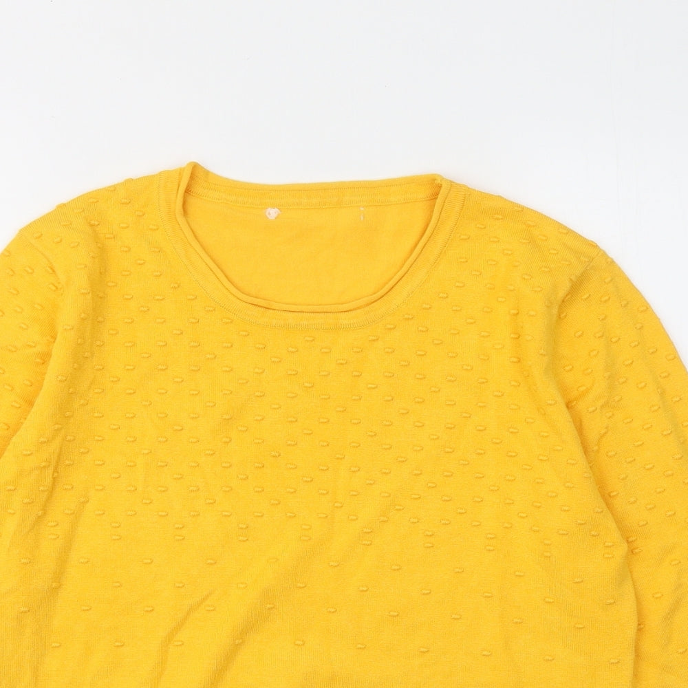Preworn Womens Yellow Round Neck Cotton Pullover Jumper Size L