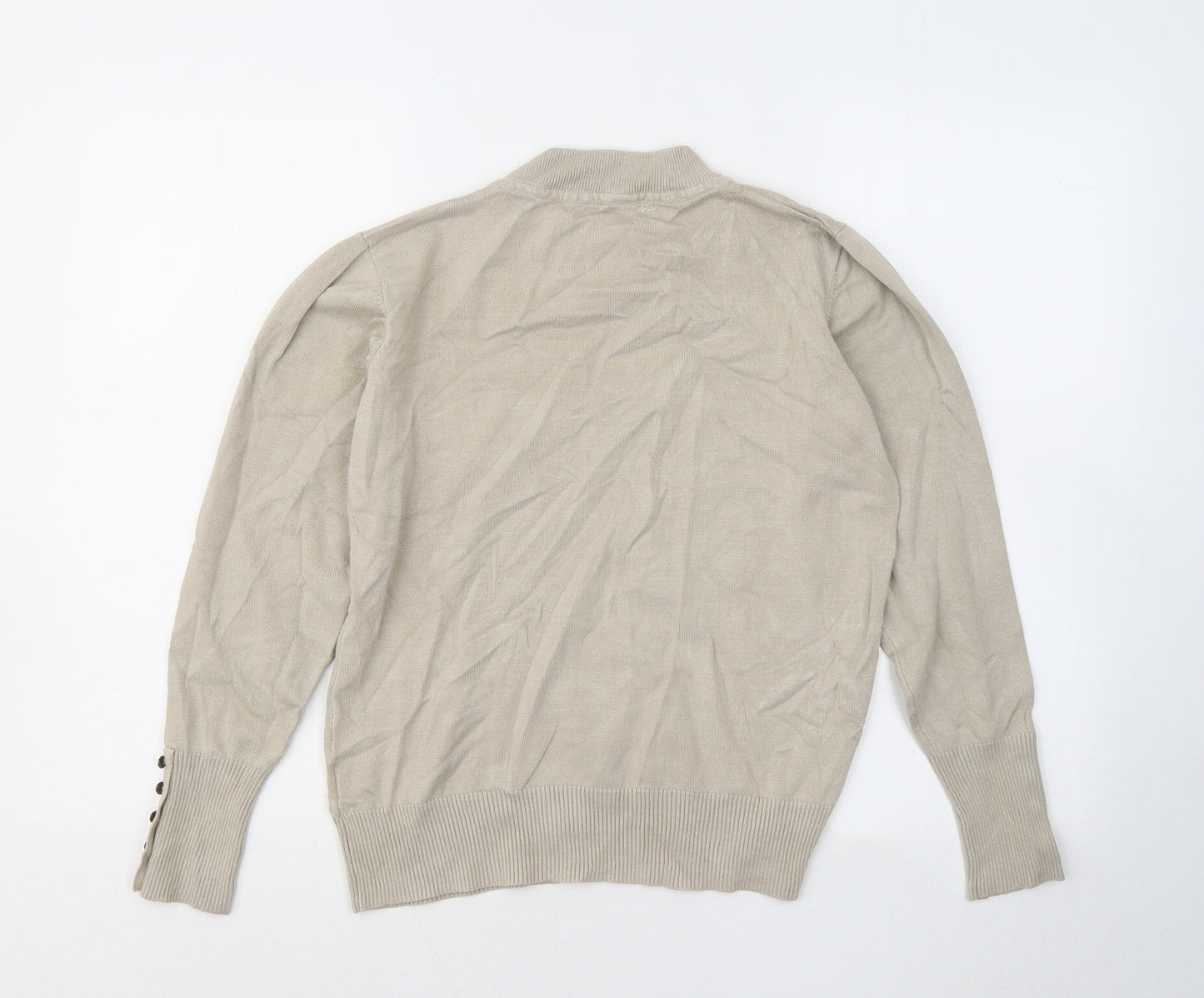 Preworn Womens Beige Mock Neck Viscose Pullover Jumper Size L