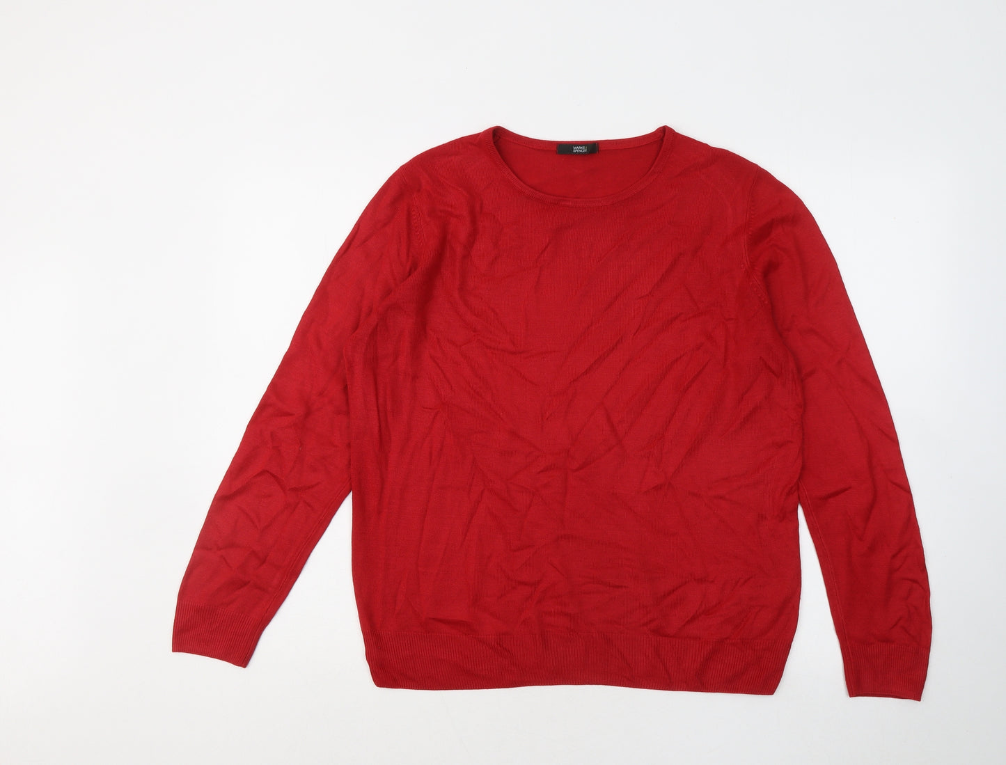 Marks and Spencer Womens Red Round Neck Acrylic Pullover Jumper Size 12