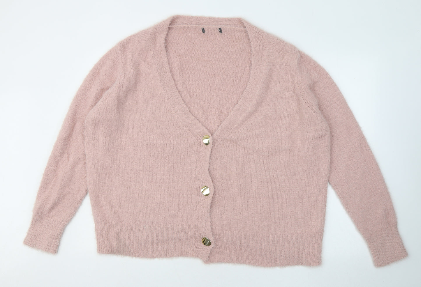 Primark Womens Pink V-Neck Polyimide Cardigan Jumper Size 18
