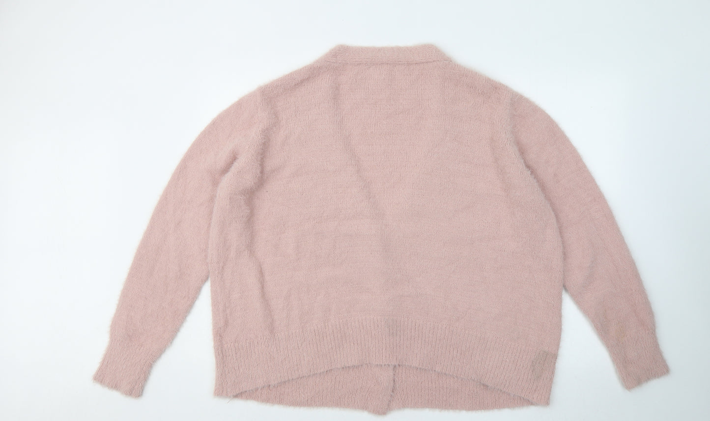 Primark Womens Pink V-Neck Polyimide Cardigan Jumper Size 18