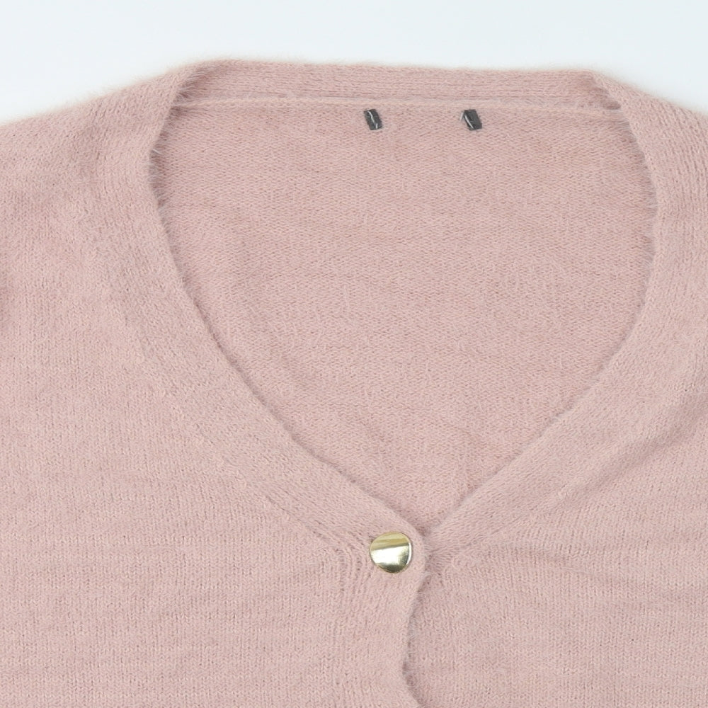 Primark Womens Pink V-Neck Polyimide Cardigan Jumper Size 18