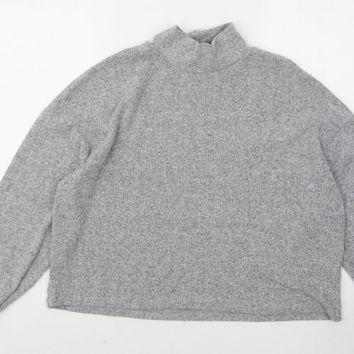 New Look Womens Grey Mock Neck Polyester Pullover Jumper Size M