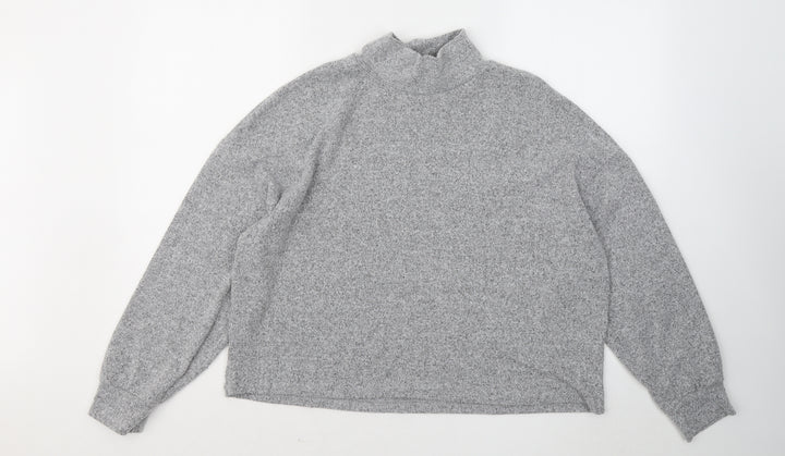 New Look Womens Grey Mock Neck Polyester Pullover Jumper Size M