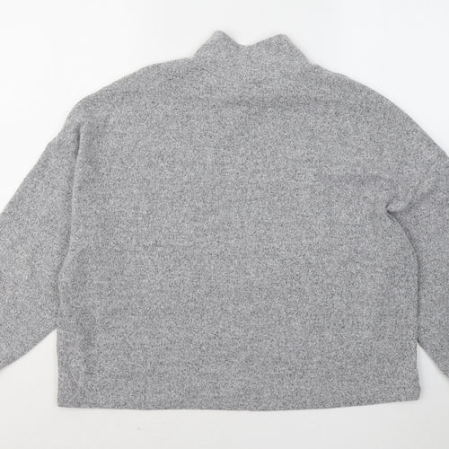 New Look Womens Grey Mock Neck Polyester Pullover Jumper Size M