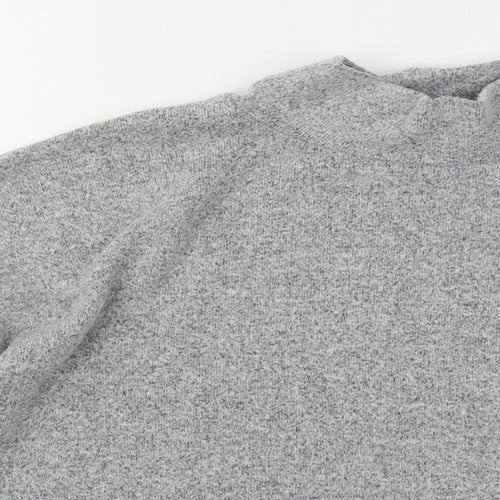 New Look Womens Grey Mock Neck Polyester Pullover Jumper Size M