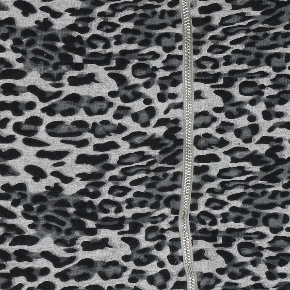 BLUE VANILLA Womens Grey Round Neck Animal Print Polyester Pullover Jumper Size M