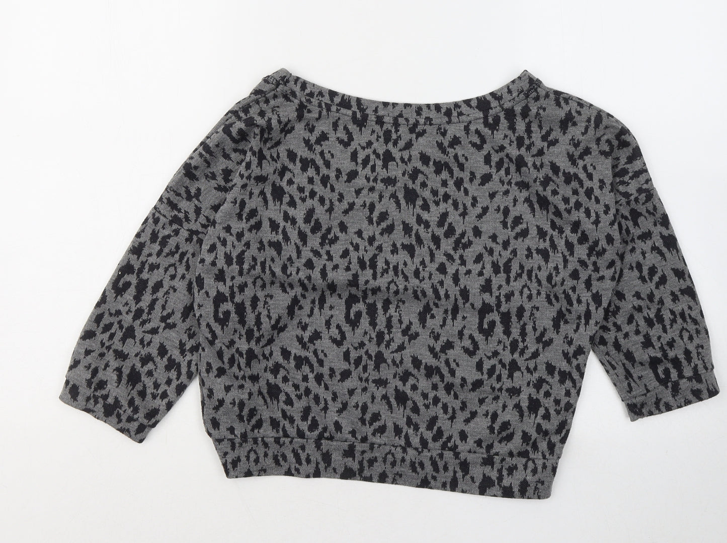 George Womens Grey Boat Neck Animal Print Polyester Pullover Jumper Size 8