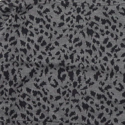 George Womens Grey Boat Neck Animal Print Polyester Pullover Jumper Size 8