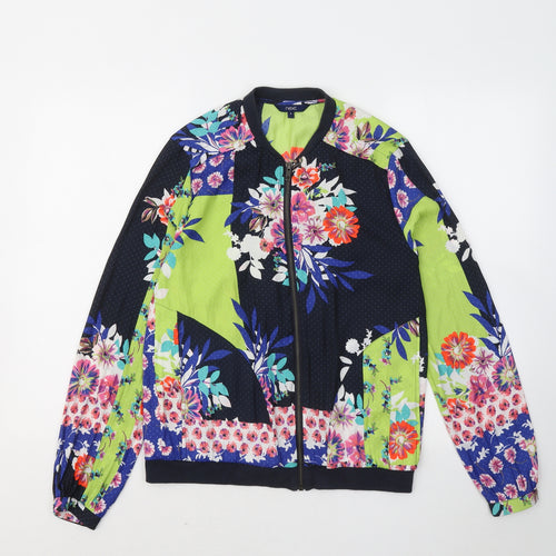 NEXT Womens Multicoloured Floral Cotton Full Zip Hoodie Size 8 Zip