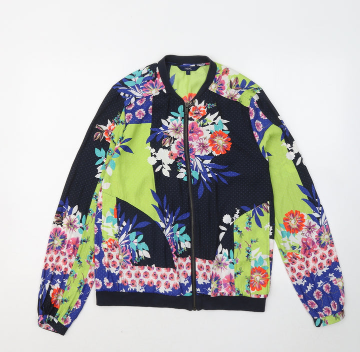 NEXT Womens Multicoloured Floral Cotton Full Zip Hoodie Size 8 Zip