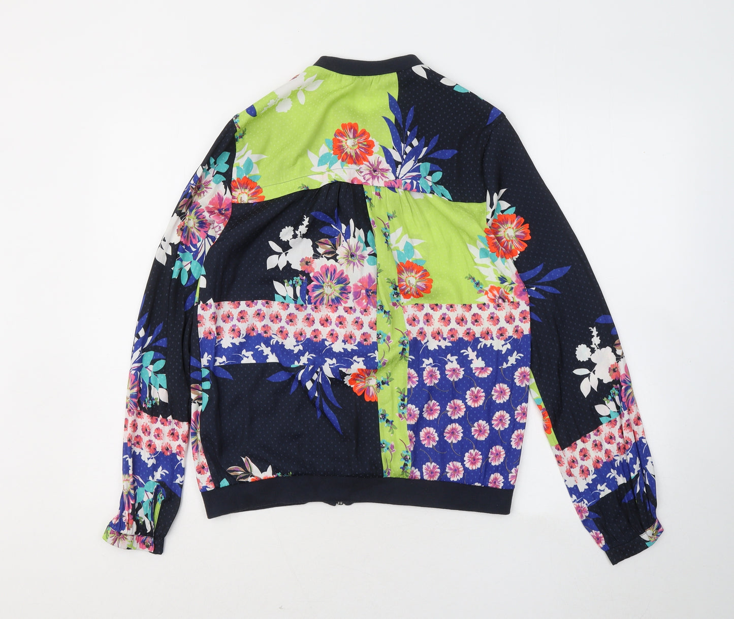 NEXT Womens Multicoloured Floral Cotton Full Zip Hoodie Size 8 Zip