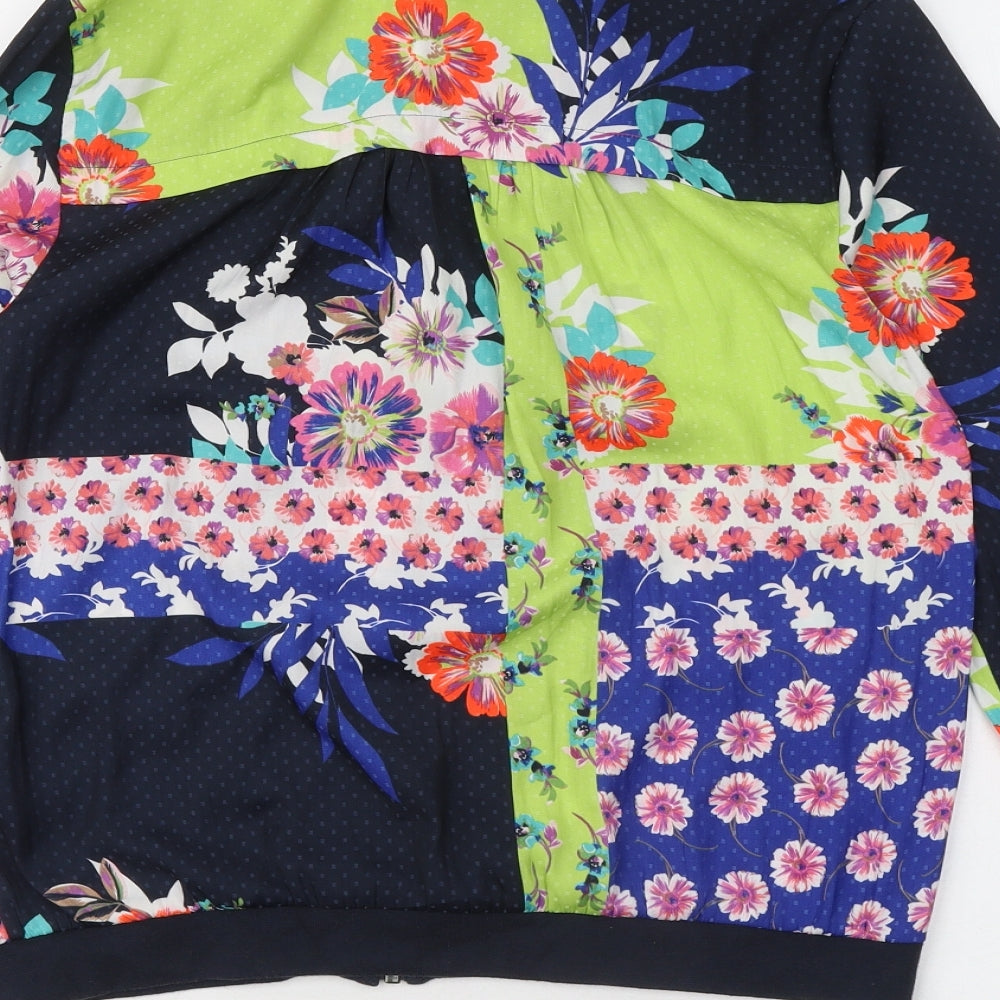 NEXT Womens Multicoloured Floral Cotton Full Zip Hoodie Size 8 Zip