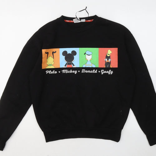 Primark Womens Black Cotton Pullover Sweatshirt Size 4 - Mickey and Friends