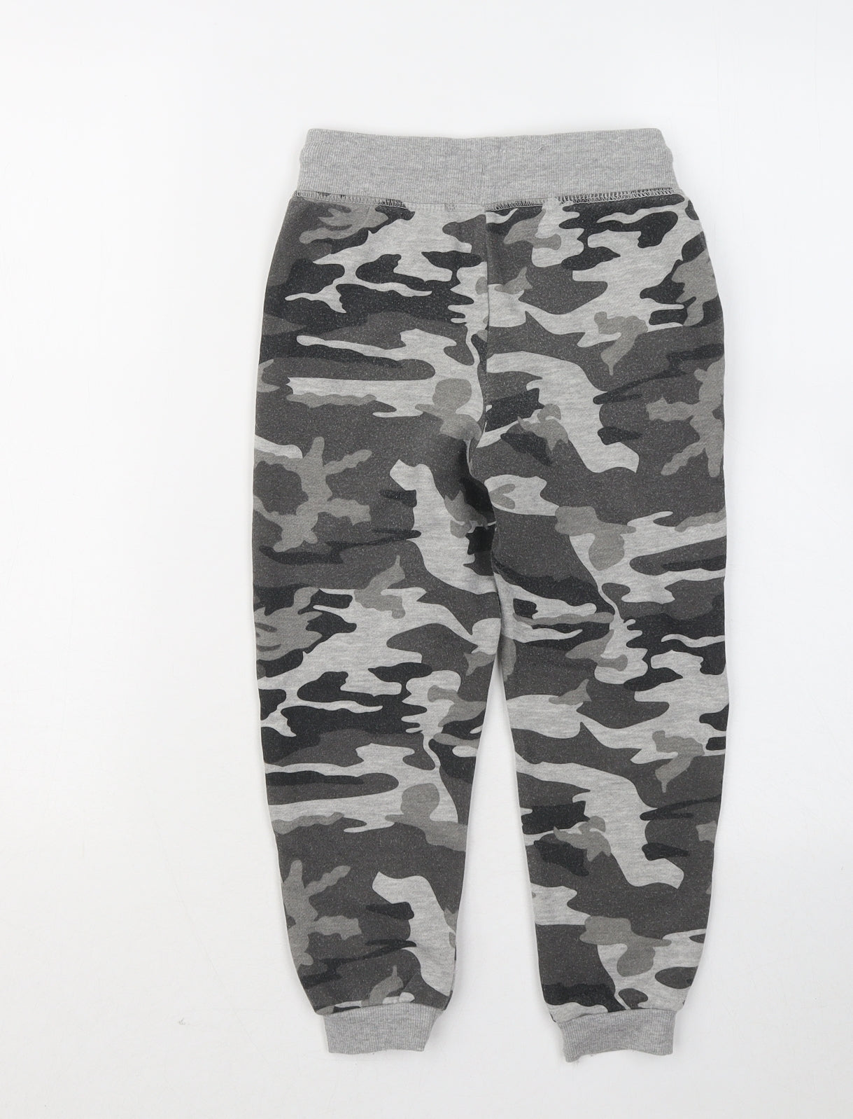Primark Boys Grey Camouflage Cotton Jogger Trousers Size 5-6 Years Regular Drawstring