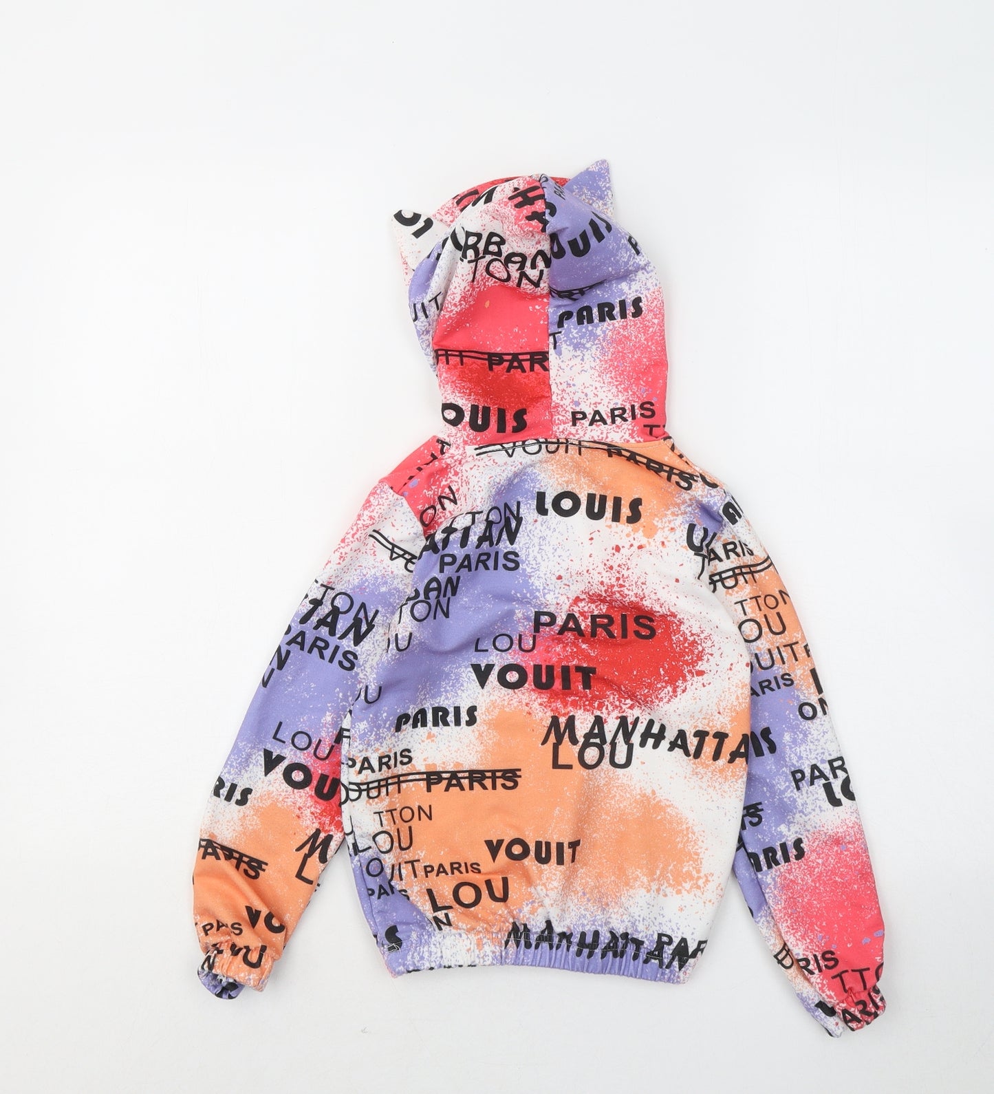 Favori Kids Girls Multicoloured Geometric Cotton Pullover Hoodie Size 8-9 Years - Kitten