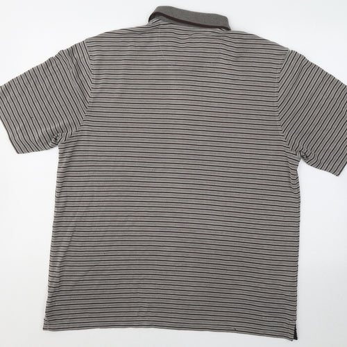 Marks and Spencer Mens Brown Striped Modal Polo Size L Collared