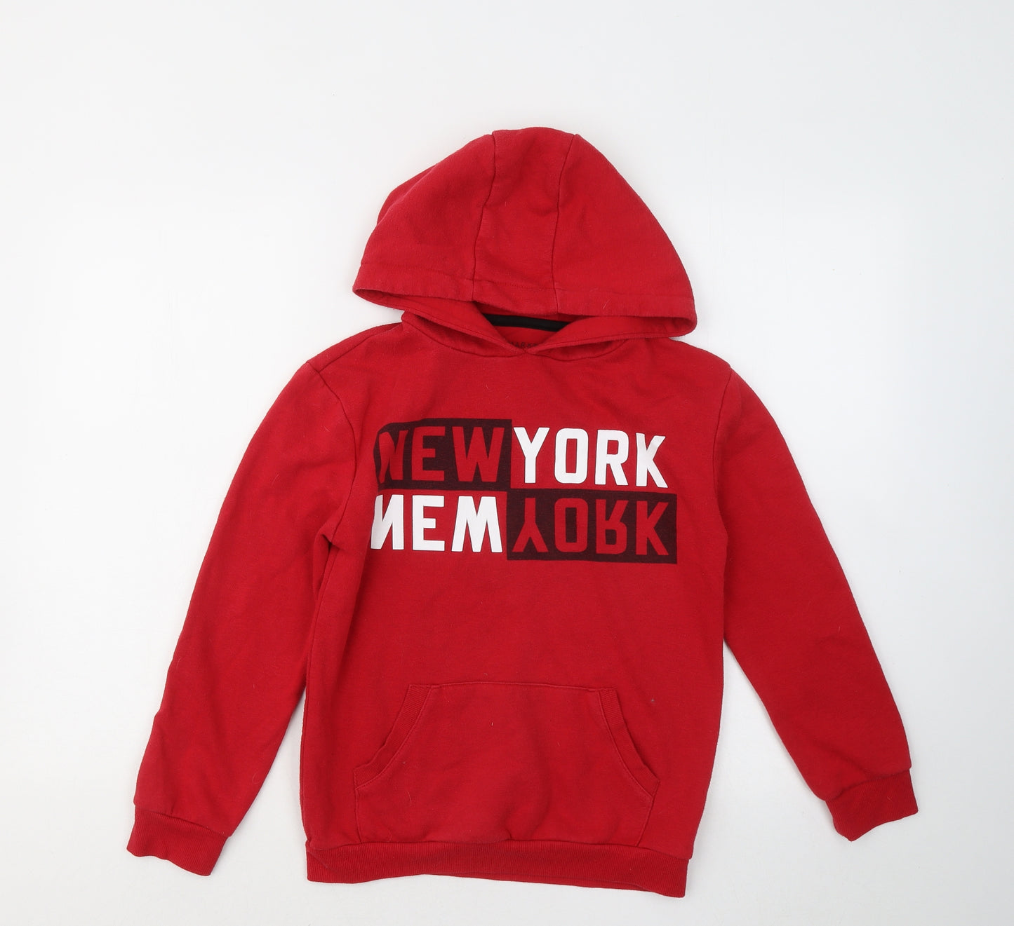 Primark Boys Red Cotton Pullover Hoodie Size 10-11 Years - New York