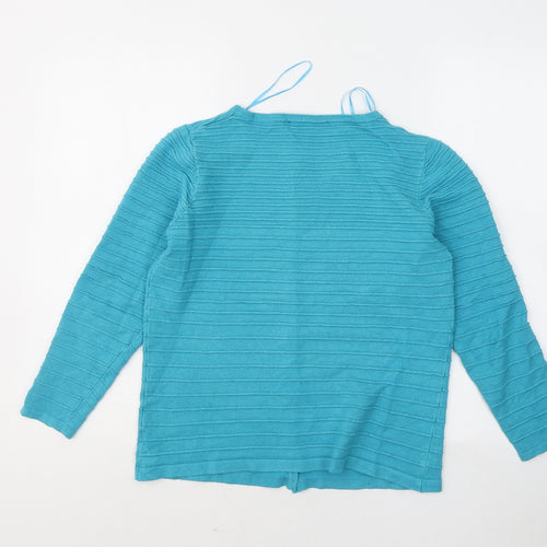 Bonmarché Womens Blue Round Neck Striped Viscose Pullover Jumper Size 12