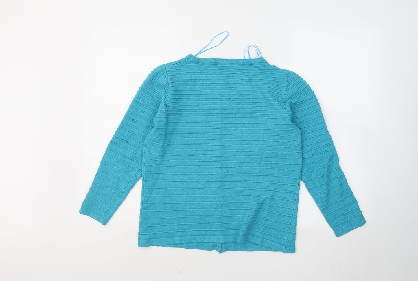 Bonmarché Womens Blue Round Neck Striped Viscose Pullover Jumper Size 12