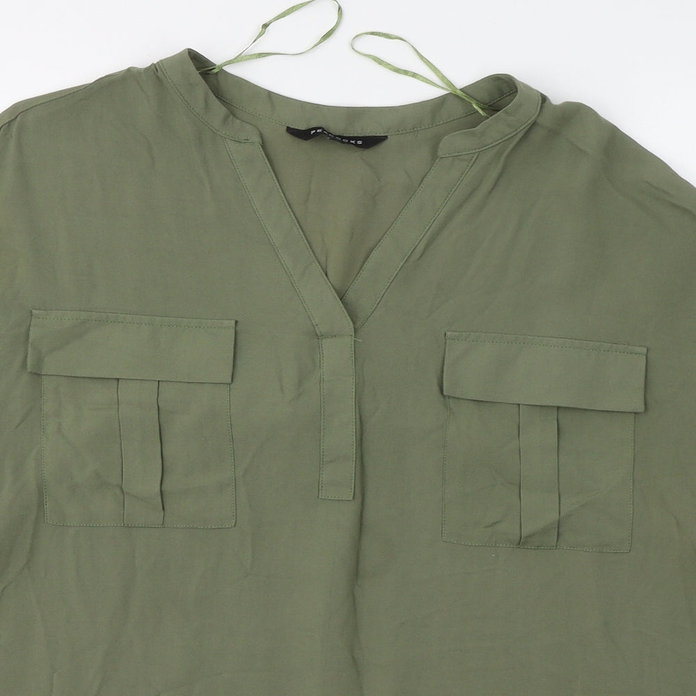 Peacocks Womens Green Viscose Basic Tank Size 16 V-Neck