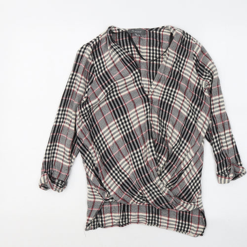 Primark Womens Multicoloured V-Neck Plaid Viscose Pullover Jumper Size 8