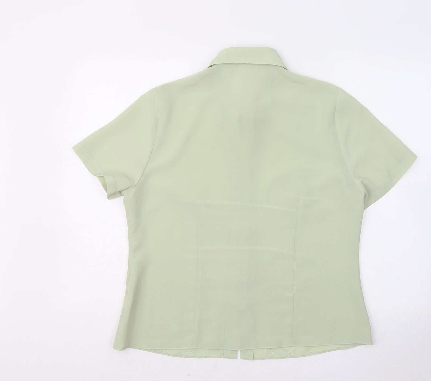 Fosby Womens Green Floral Polyester Basic Button-Up Size 16 Collared