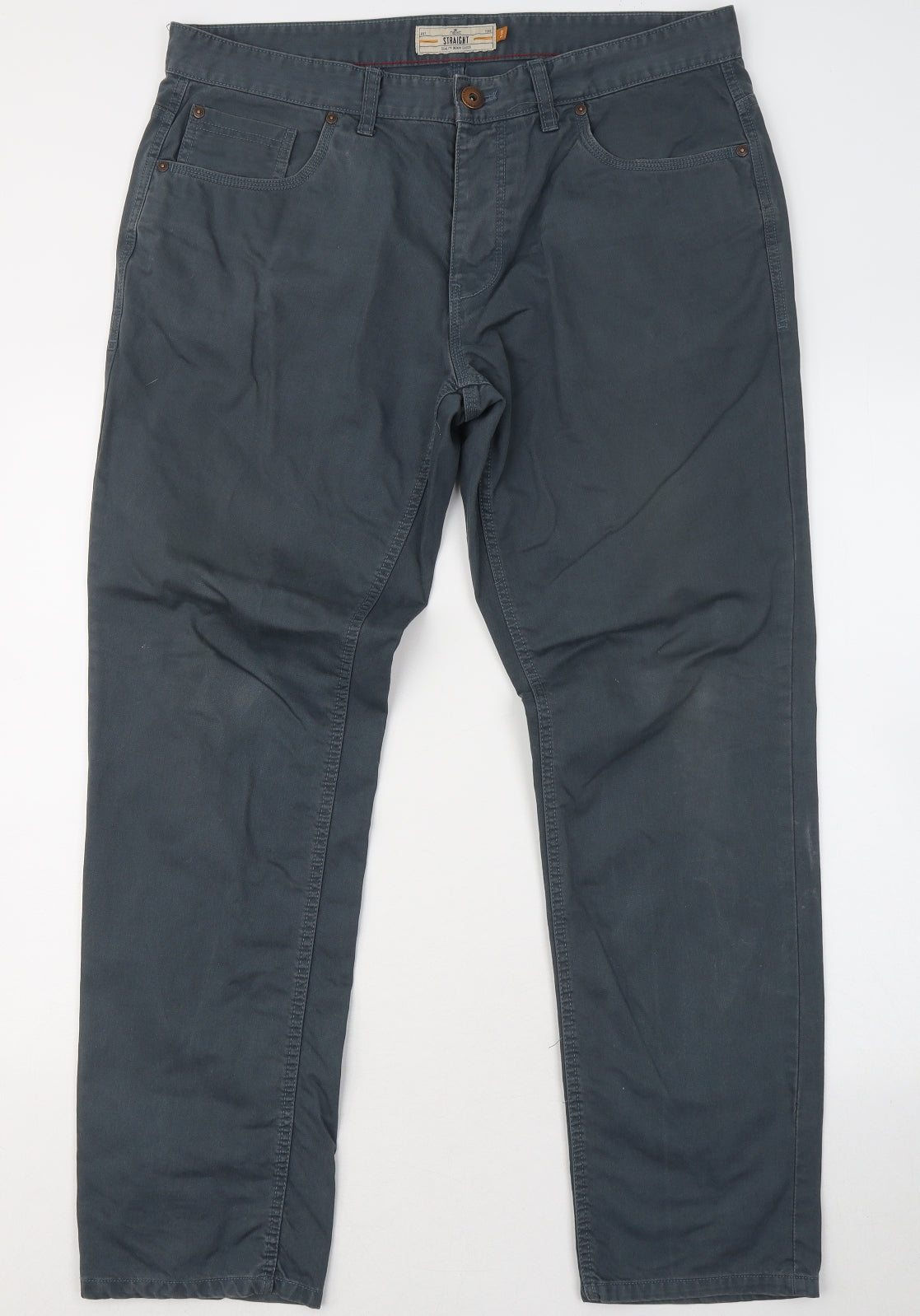 NEXT Womens Blue Cotton Chino Trousers Size 34 in L30 in Regular Zip