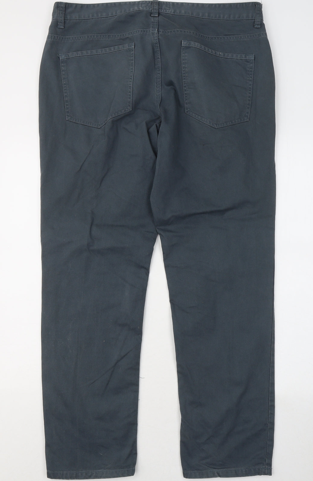 NEXT Womens Blue Cotton Chino Trousers Size 34 in L30 in Regular Zip