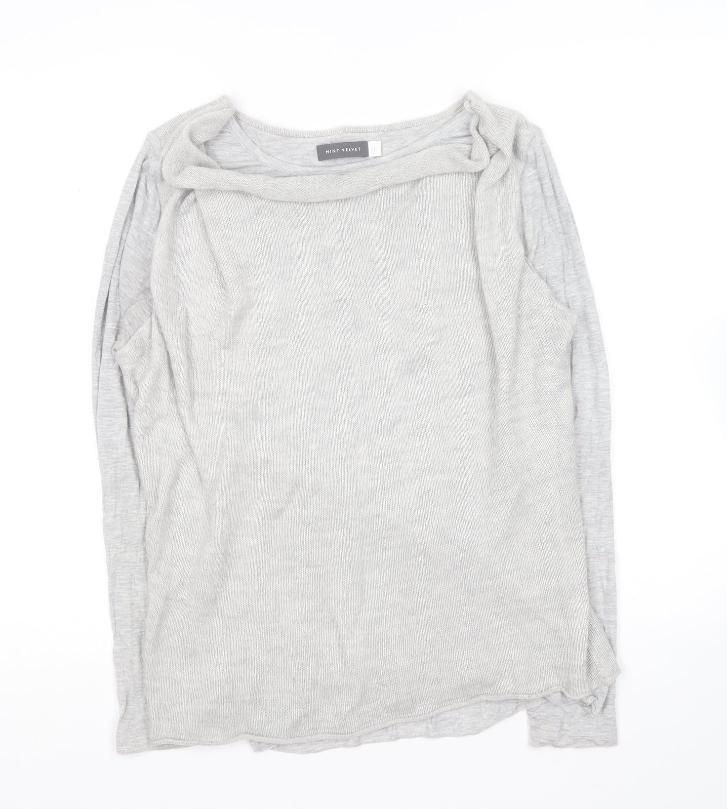 Mini velvet Womens Grey Crew Neck Acrylic Pullover Jumper Size 12