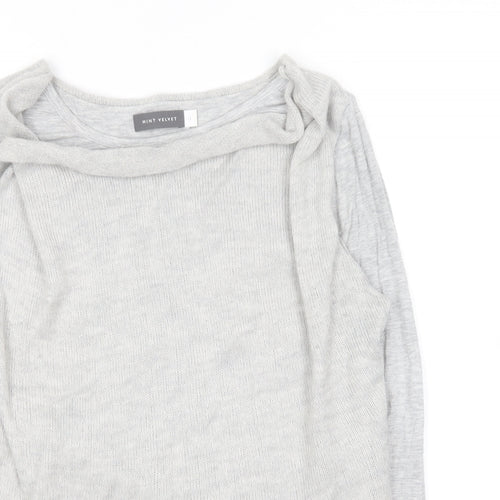 Mini velvet Womens Grey Crew Neck Acrylic Pullover Jumper Size 12