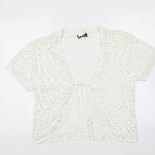 Chic London Womens White V-Neck Cotton Cardigan Jumper Size M