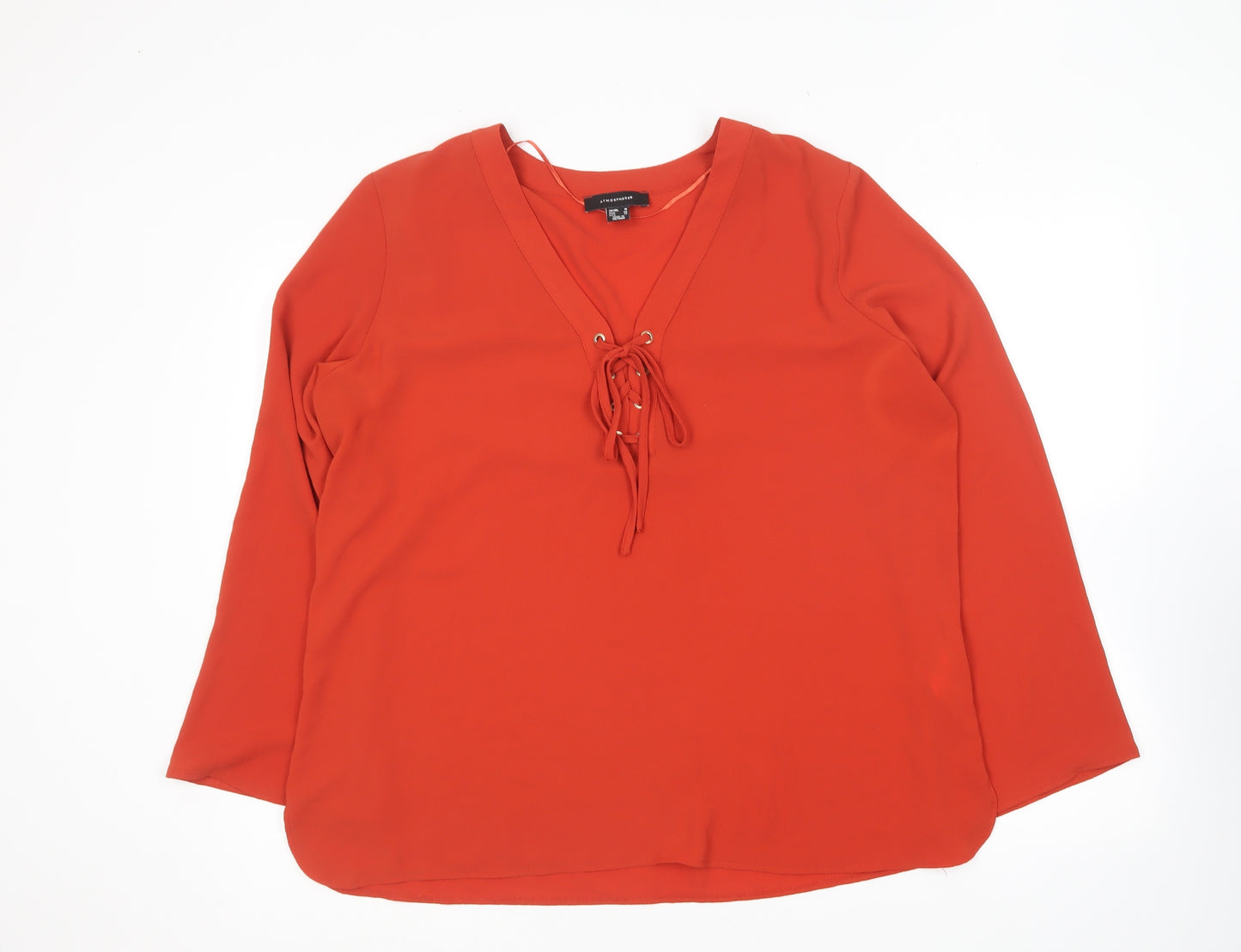 Primark Womens Red Polyester Basic Blouse Size 18 V-Neck