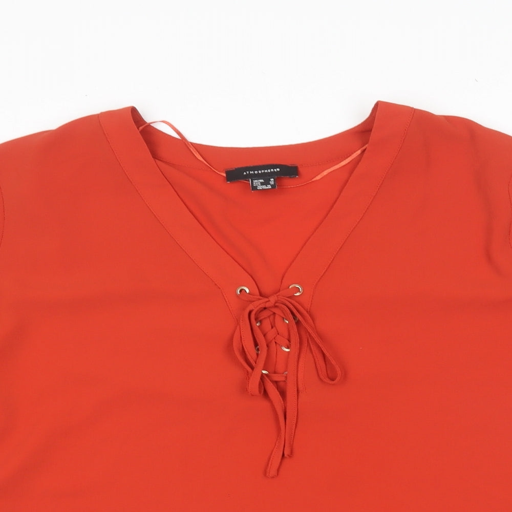 Primark Womens Red Polyester Basic Blouse Size 18 V-Neck