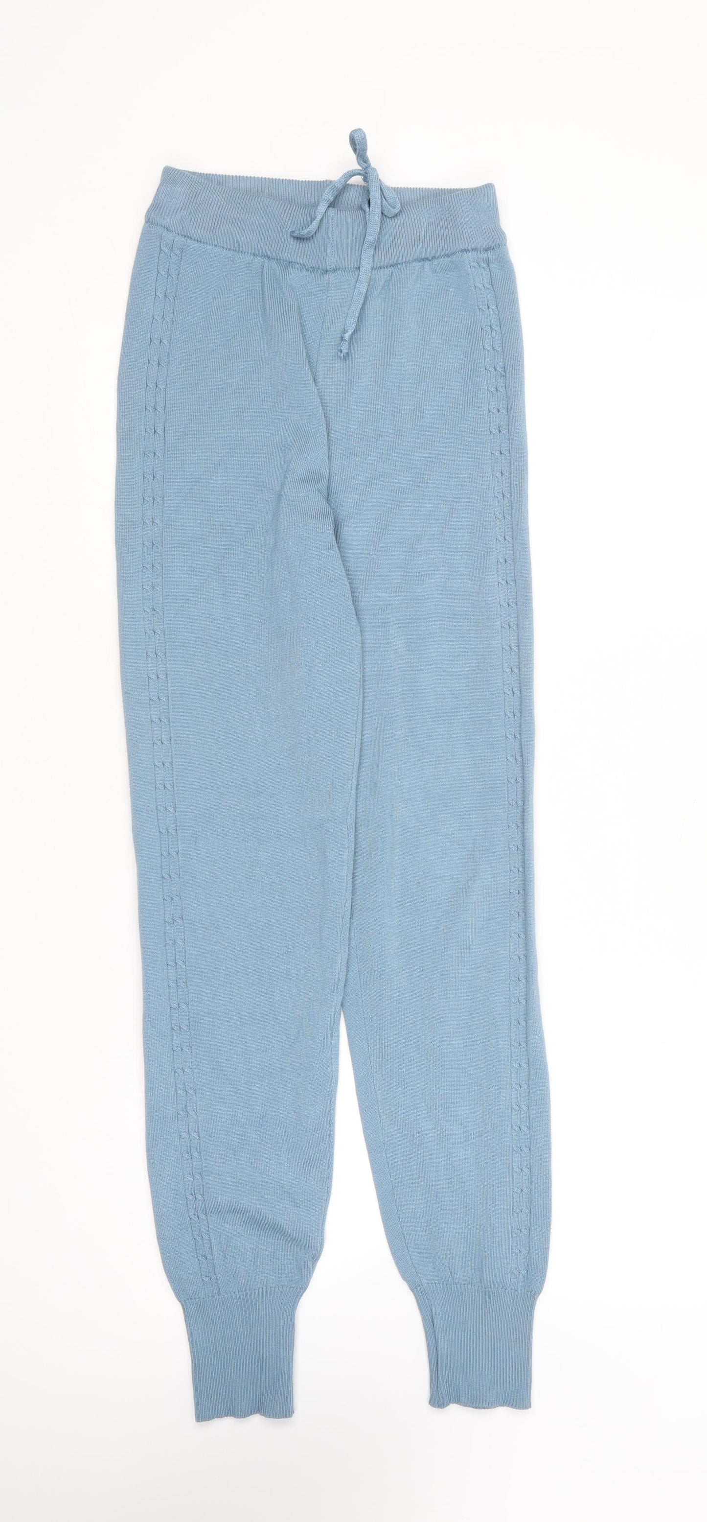 Yu & Me Womens Blue Viscose Jogger Trousers Size S L29 in Regular Drawstring