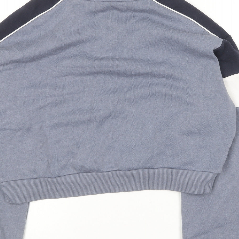 H&M Womens Blue Cotton Pullover Sweatshirt Size S Zip