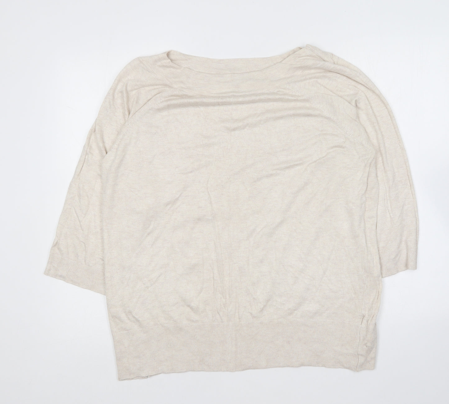 F&F Womens Beige Crew Neck Viscose Pullover Jumper Size 22