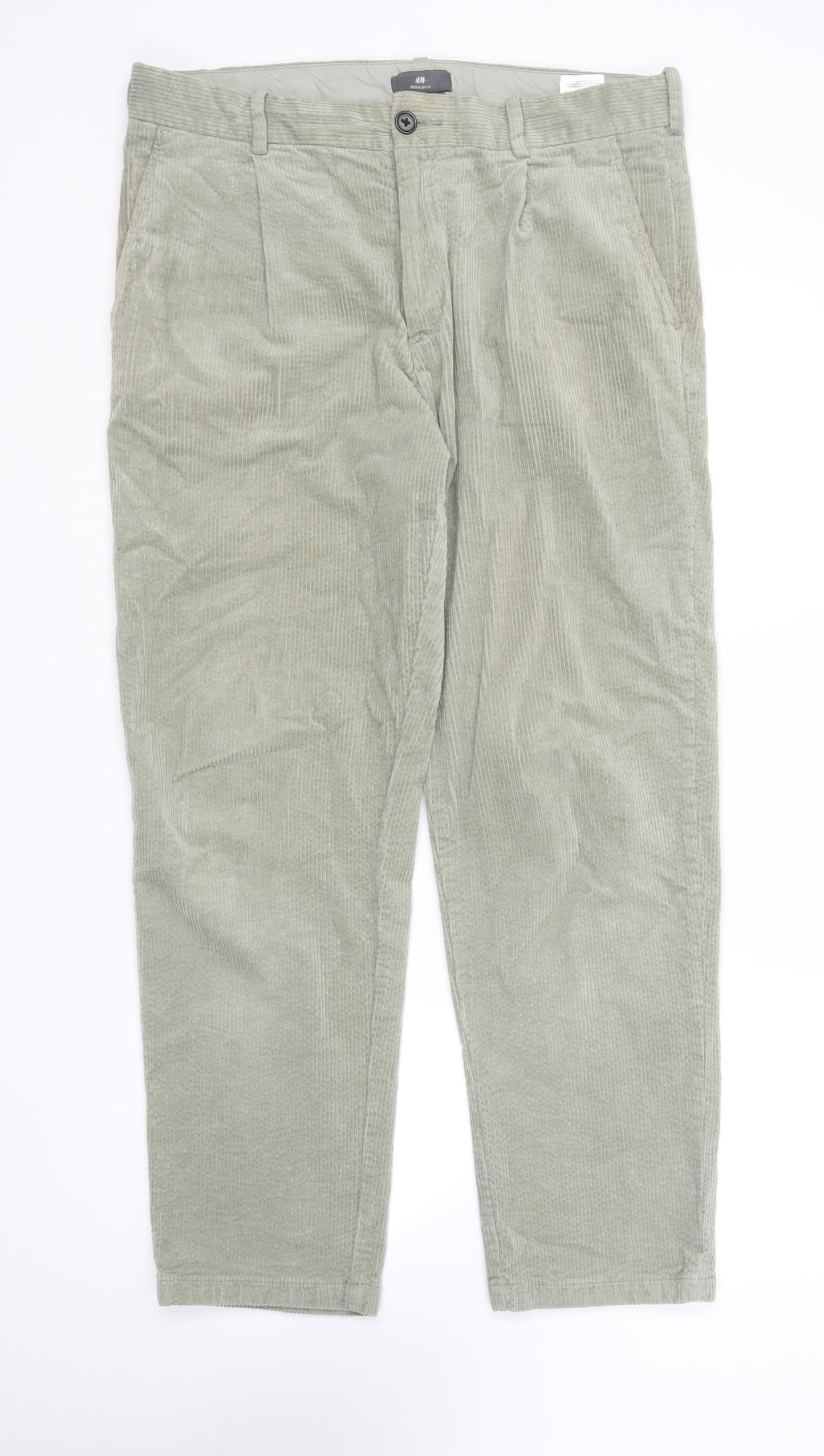 H&M Womens Green Cotton Straight Jeans Size 34 in L29 in Regular Zip