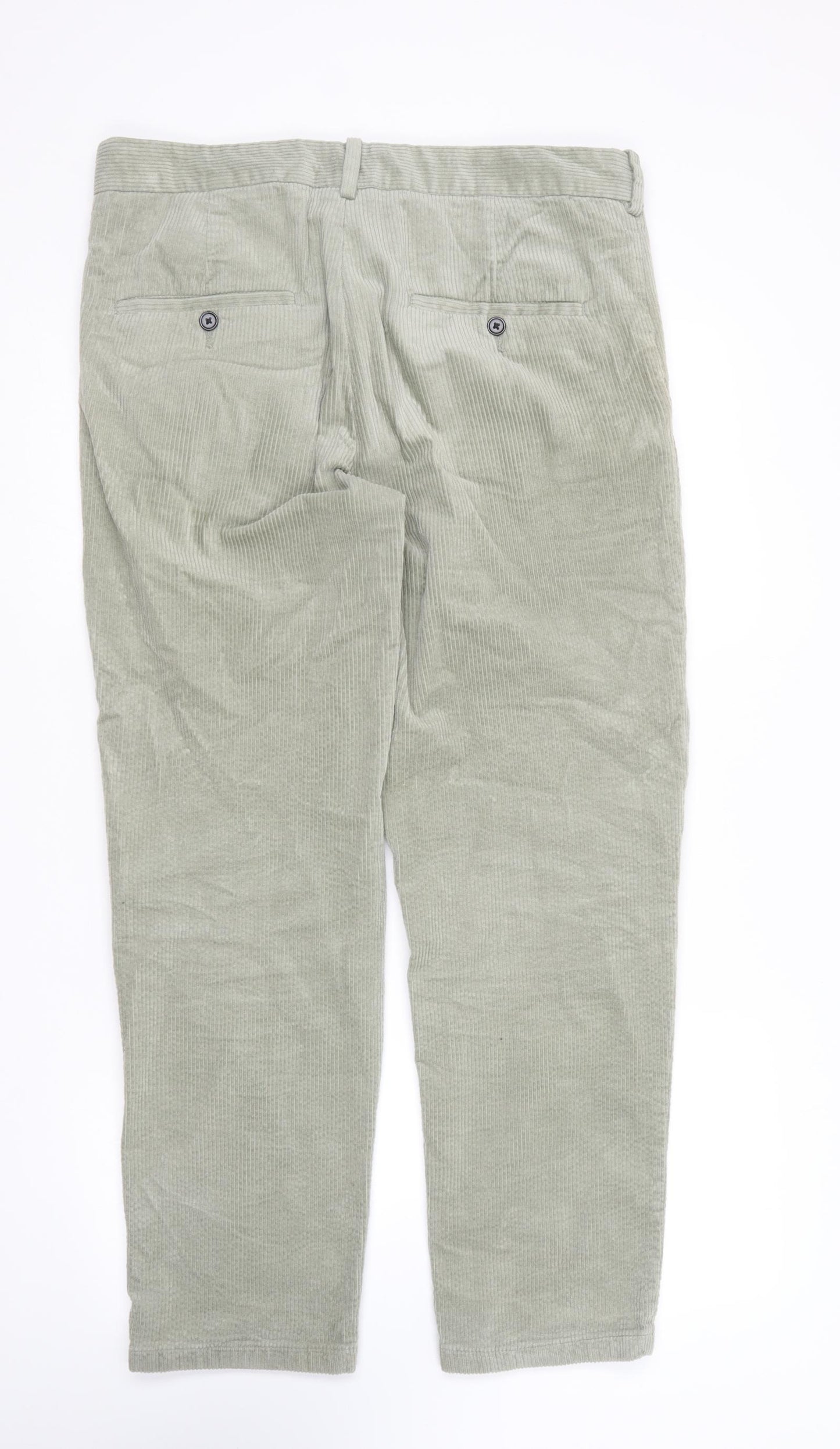 H&M Womens Green Cotton Straight Jeans Size 34 in L29 in Regular Zip