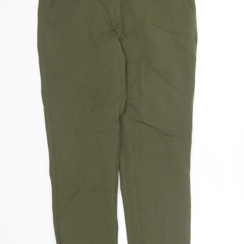 Marks and Spencer Womens Green Viscose Carrot Trousers Size 8 L27 in Regular Zip