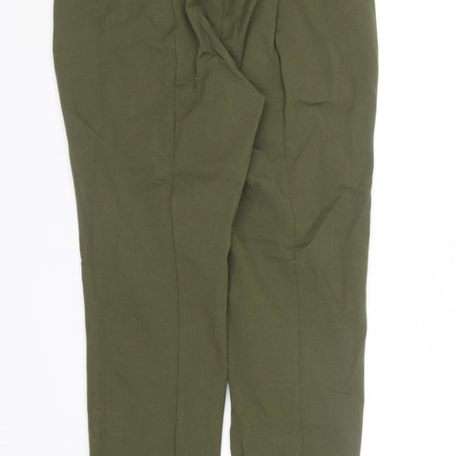 Marks and Spencer Womens Green Viscose Carrot Trousers Size 8 L27 in Regular Zip