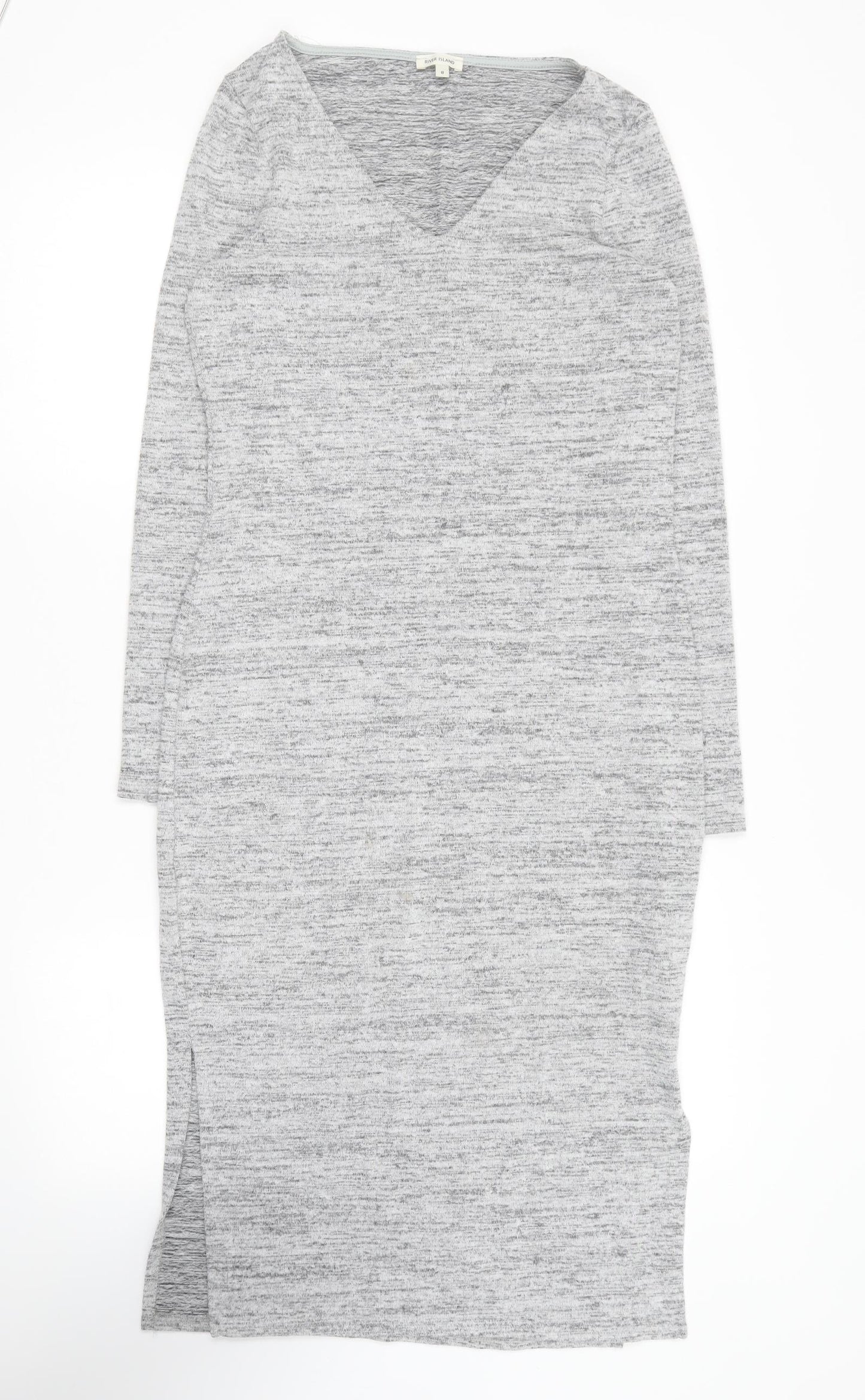 River Island Womens Grey Polyester Jumper Dress Size 8 Round Neck