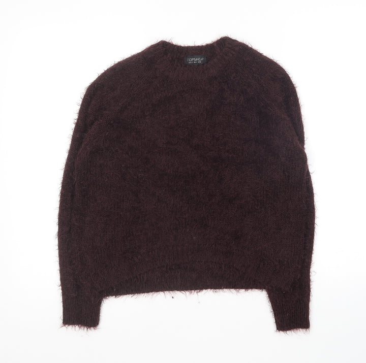 Topshop Womens Purple Round Neck Acrylic Pullover Jumper Size 8
