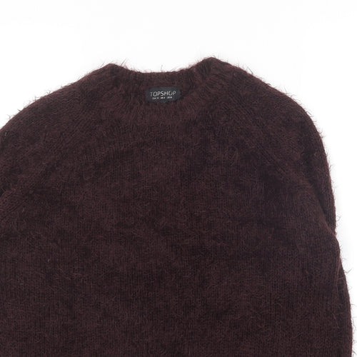 Topshop Womens Purple Round Neck Acrylic Pullover Jumper Size 8