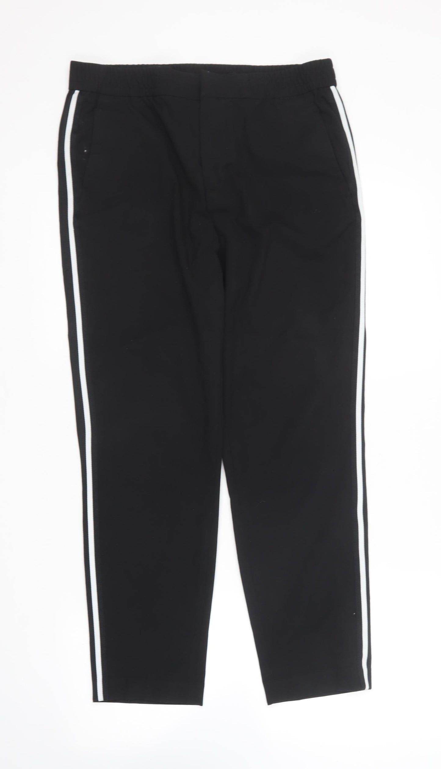 H&M Womens Black Polyester Trousers Size 32 in L27 in Regular