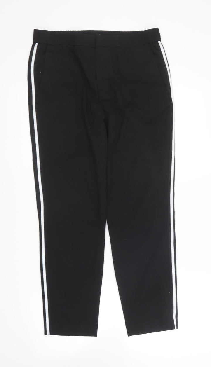 H&M Womens Black Polyester Trousers Size 32 in L27 in Regular
