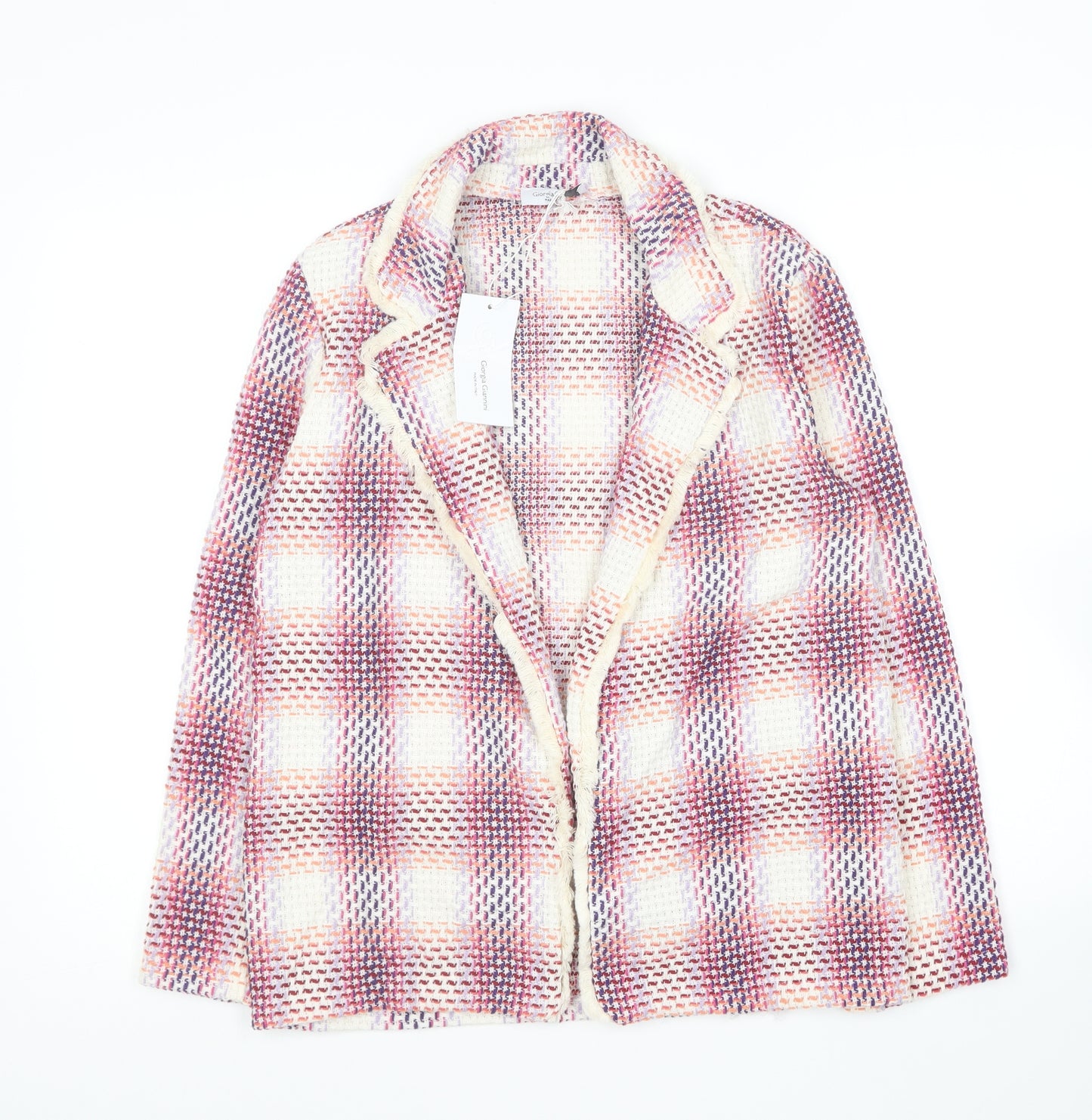 Giorgia Giannini Womens Pink Plaid Jacket Blazer Size S