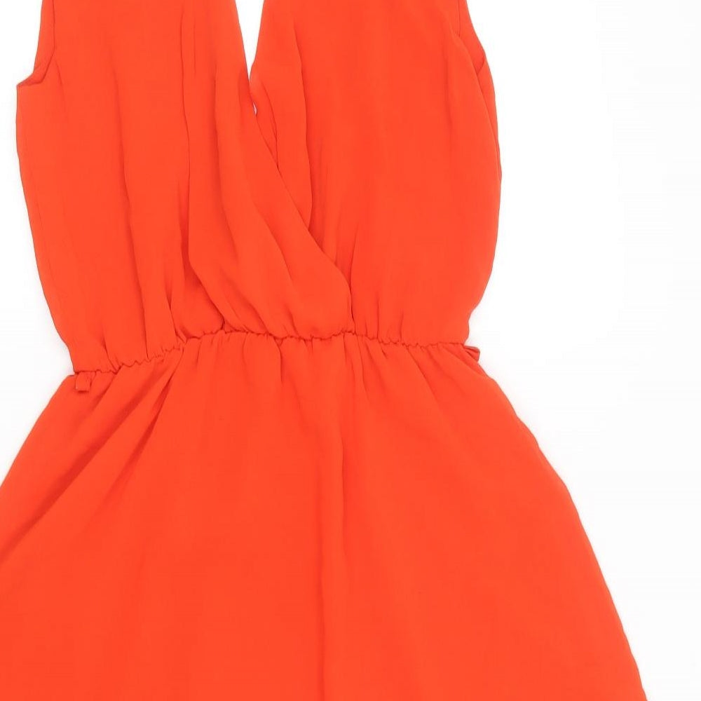 Billie & Blossom Womens Red Polyester Skater Dress Size 8 V-Neck